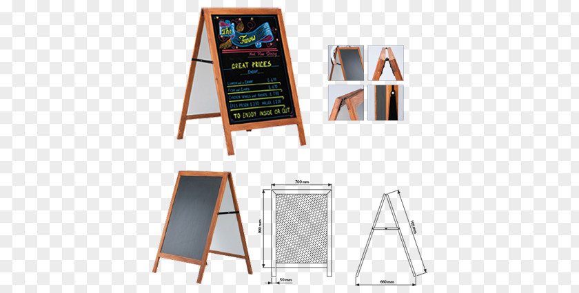 Wood Blackboard Sandwich Board Marker Pen Advertising PNG