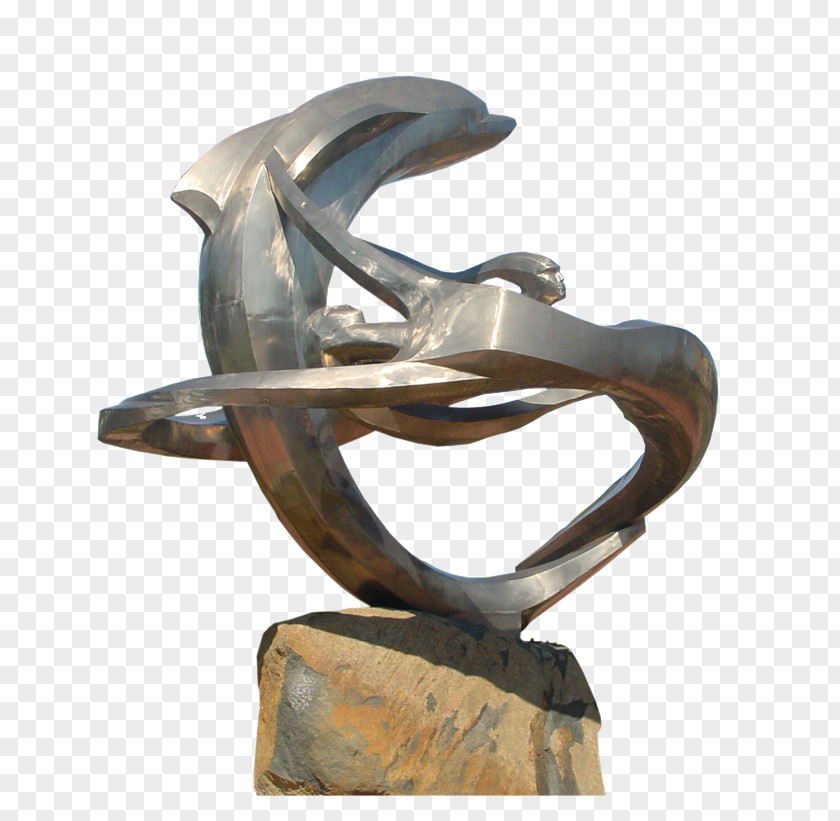 Dolphin Sculpture Modern Bronze Statue PNG