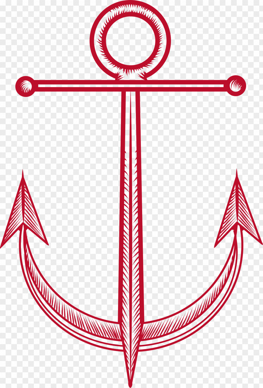 Red Line Anchor Ship PNG
