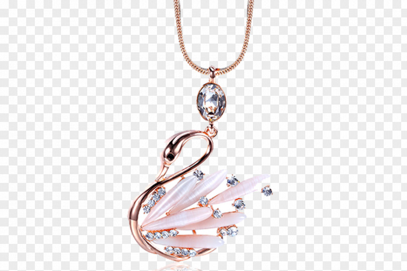 Swan Style Necklace Locket Gemstone Jewellery PNG