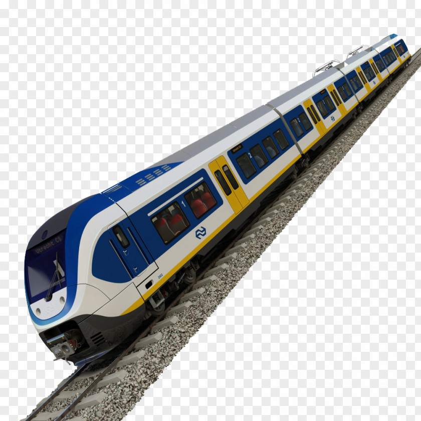 Blue And Yellow High-speed Train NS Sprinter Lighttrain Autodesk 3ds Max Rail TurboSquid PNG