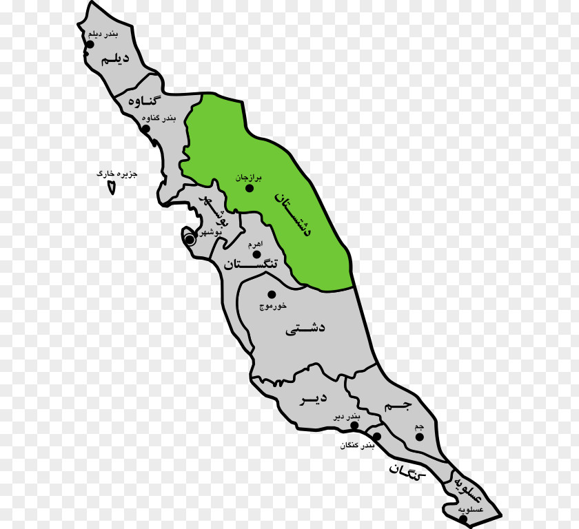 Map Borazjan Bushehr Dashtestan County Dalaki Shabankareh PNG