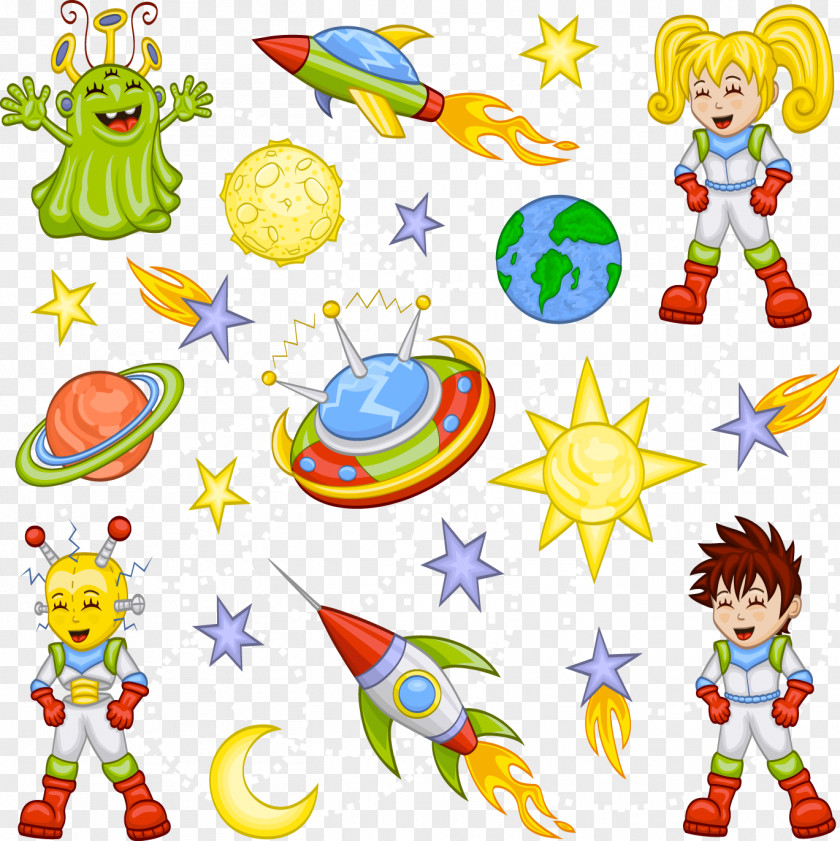 Vector Space Cartoon Illustration PNG