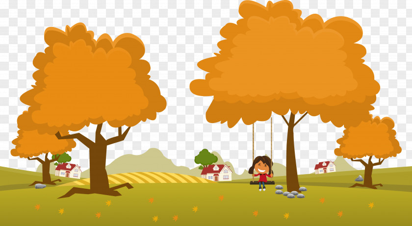 Autumn Design Swing Landscape Adobe Illustrator Illustration PNG
