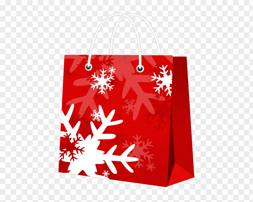 Snowflake Red Shopping Bags PNG