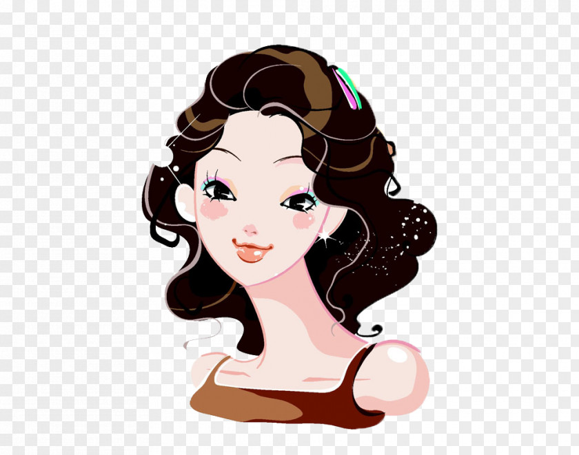 Make-up Artist Cartoon Cosmetics Illustration PNG artist Illustration, Beautiful hand-painted cartoon girl with curly hair clipart PNG