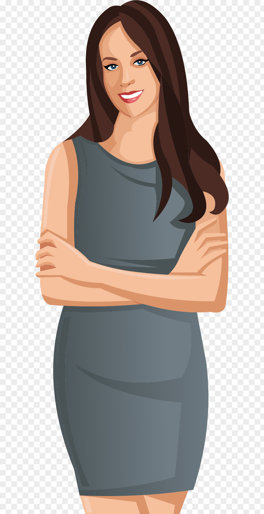 Vector Painted Woman With Long Hair PNG