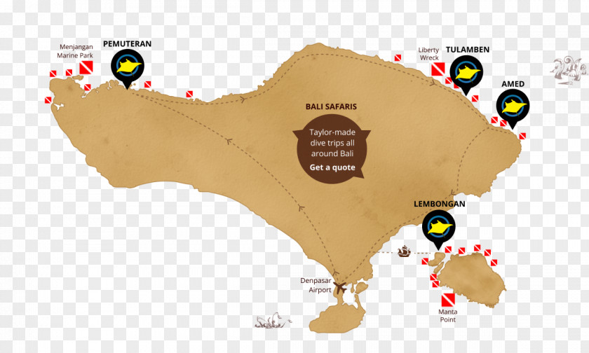 Conceptual Map Nusa Lembongan Amed Pemuteran Penida Scuba Diving PNG