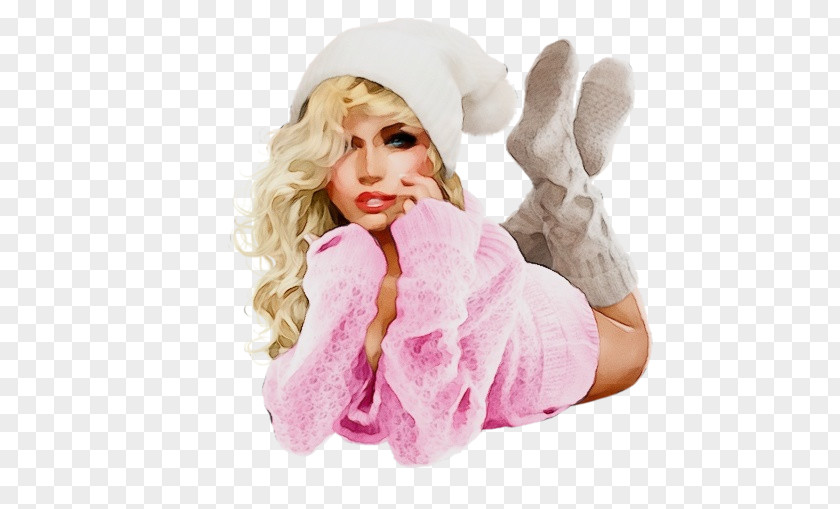 Pink White Fur Blond Child PNG