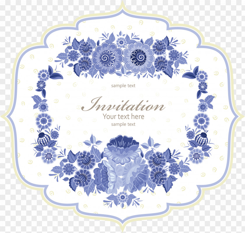 Vector Hand-painted Blue Flower Poster Royalty-free Drawing Illustration PNG