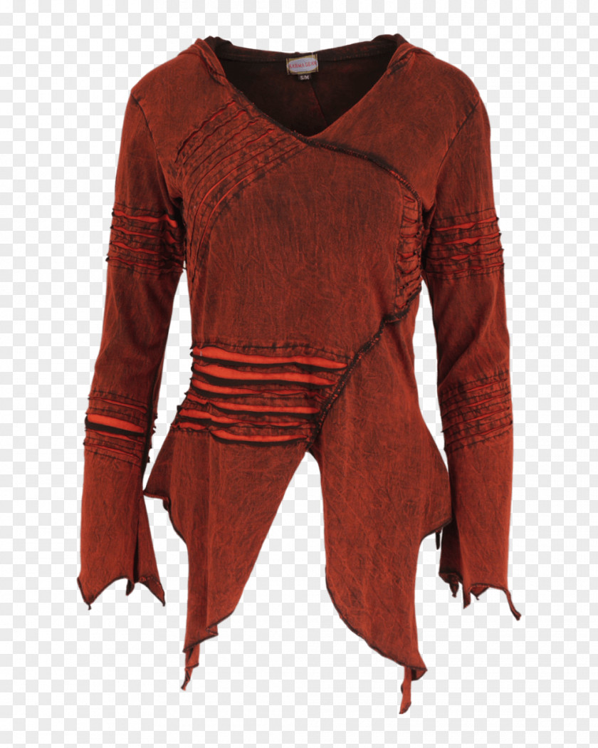 Hooded Sleeve Blouse Maroon Outerwear PNG