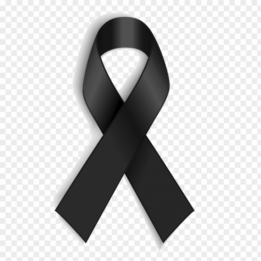 Mourning Black Ribbon Awareness White PNG