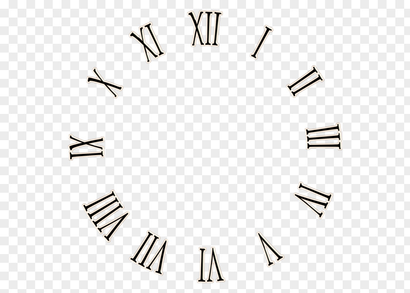 Simple Watch Clock Face Roman Numerals Wall Decal Clip Art PNG