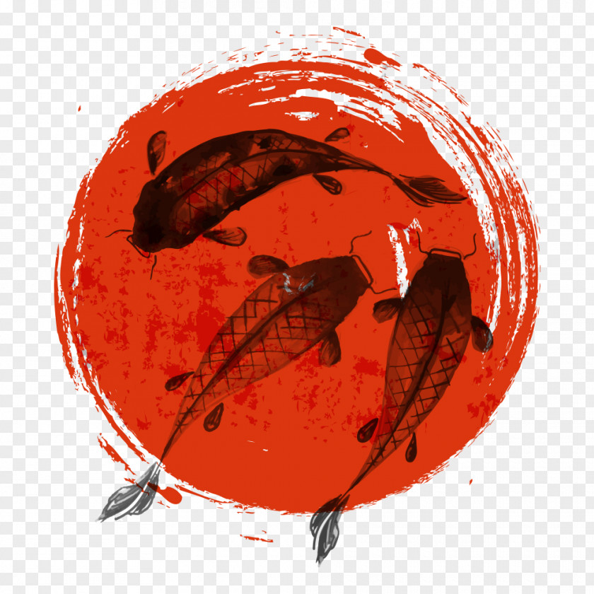 Wind Fish Ink Koi Japan Drawing Illustration PNG