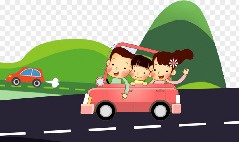 Driving The Child Cartoon Illustration PNG