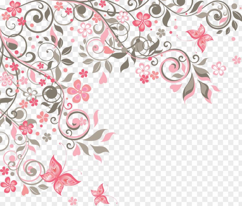 Vector Floral Decoration Corner Flower Butterfly Euclidean PNG