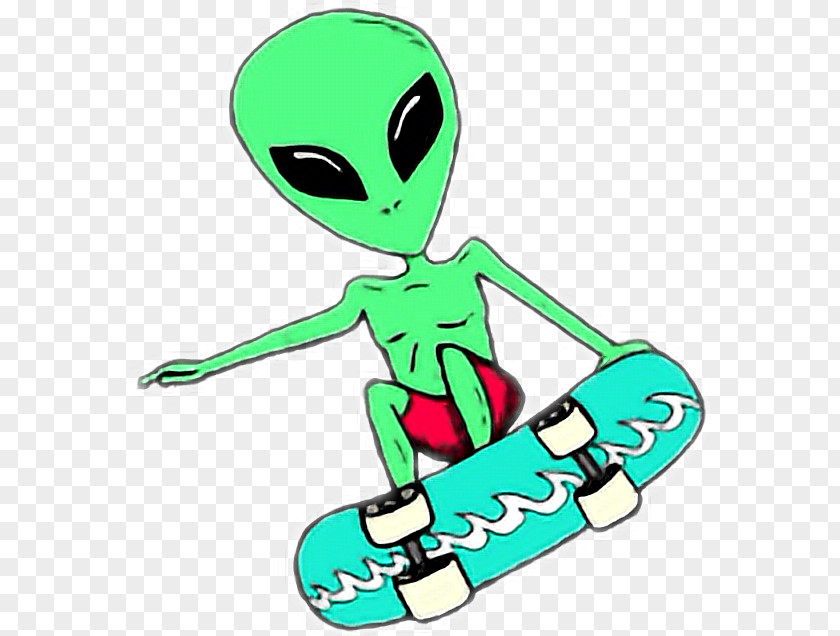 Cartoon Skateboard Alien Drawing Art PNG