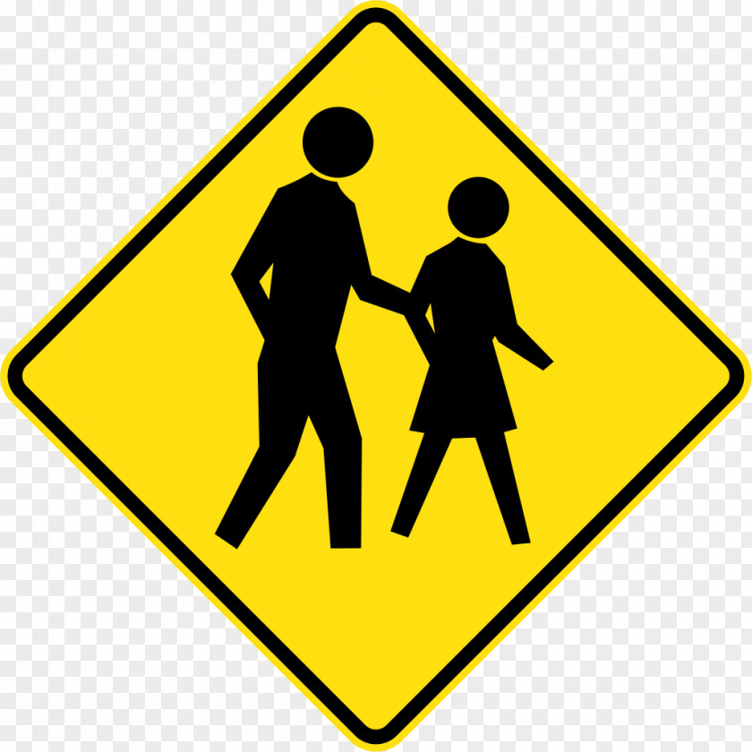 Pedestrian Warning Sign Traffic Crossing Road PNG