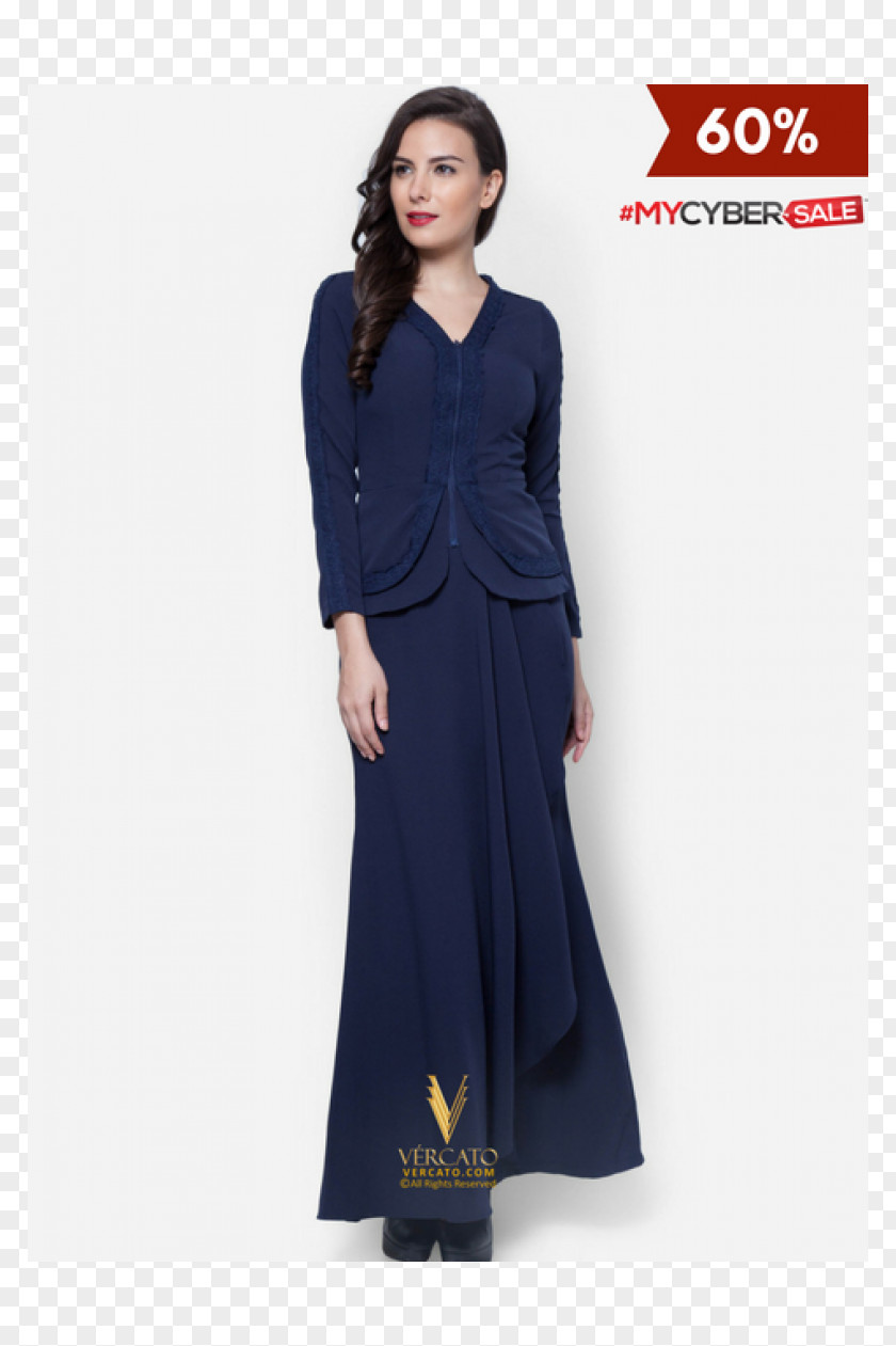 Dress Robe Baju Kurung Navy Blue PNG