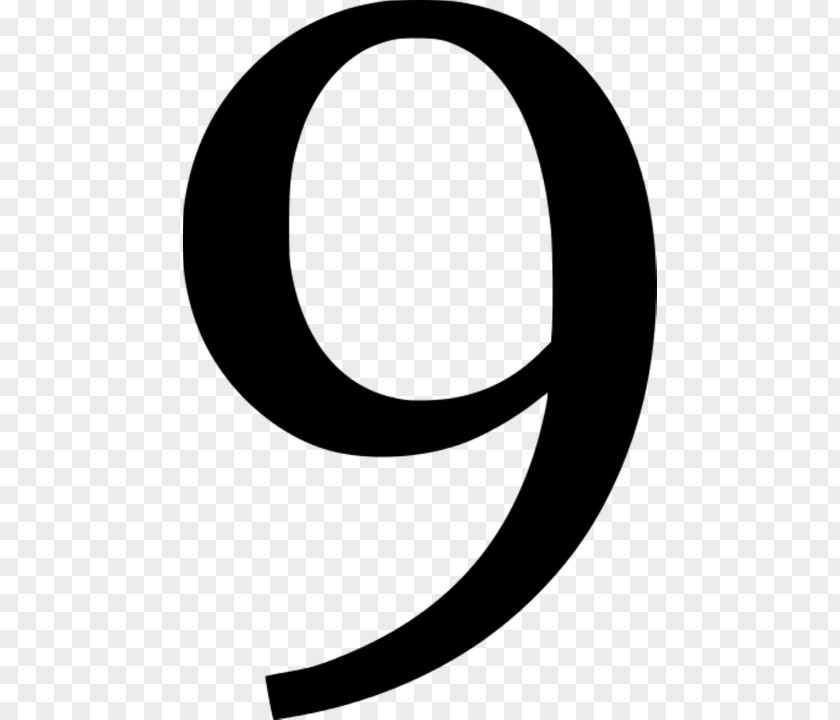 Number Nine Black And White Clip Art PNG