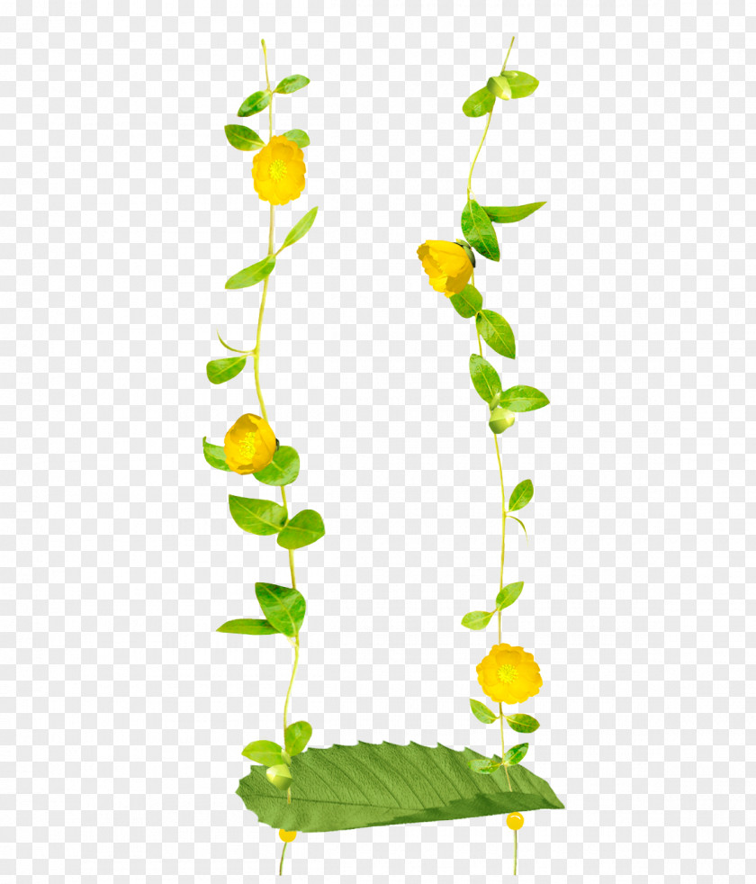 Yellow Floral Leaves Swings Clip Art PNG