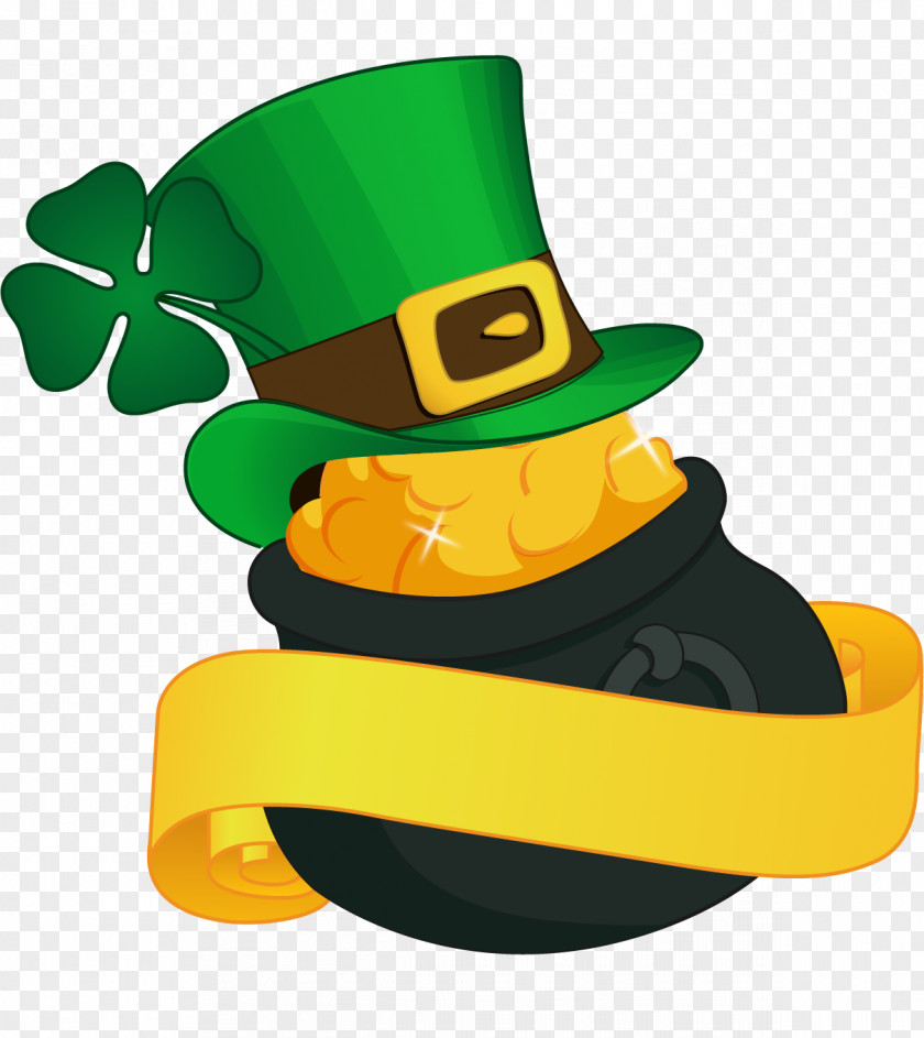 Vector Hand-painted Hat And Gold Coins Euclidean Illustration PNG