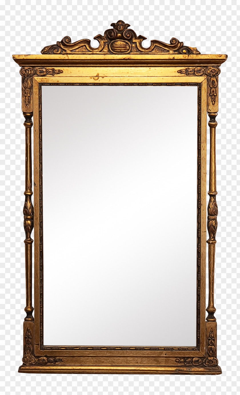 Brass Metal Wood Table Frame PNG