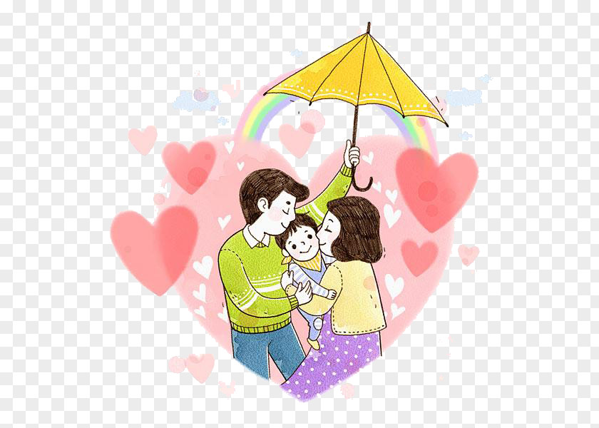 Cartoon Love Rainbow Umbrella Drawing Illustration PNG
