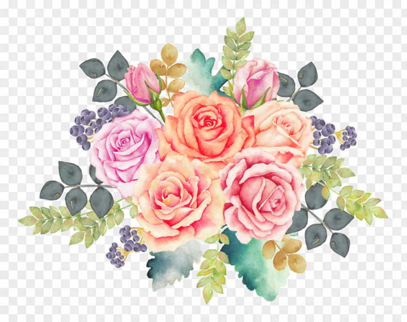 Rose Flower Bouquet Watercolor Painting PNG