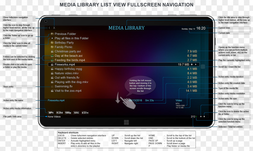 Zoom Player Multimedia Library Interaction Design Pattern User Interface PNG