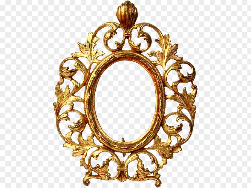 Gold Picture Frames Oval PNG