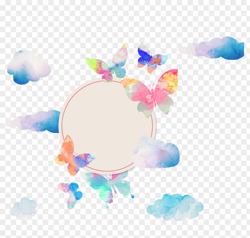 Vector Butterfly Watercolor Text Box Euclidean PNG