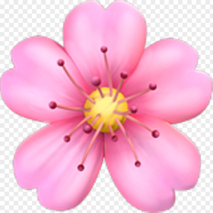 Cherry Blossom Emoji Pink Flowers Sticker PNG