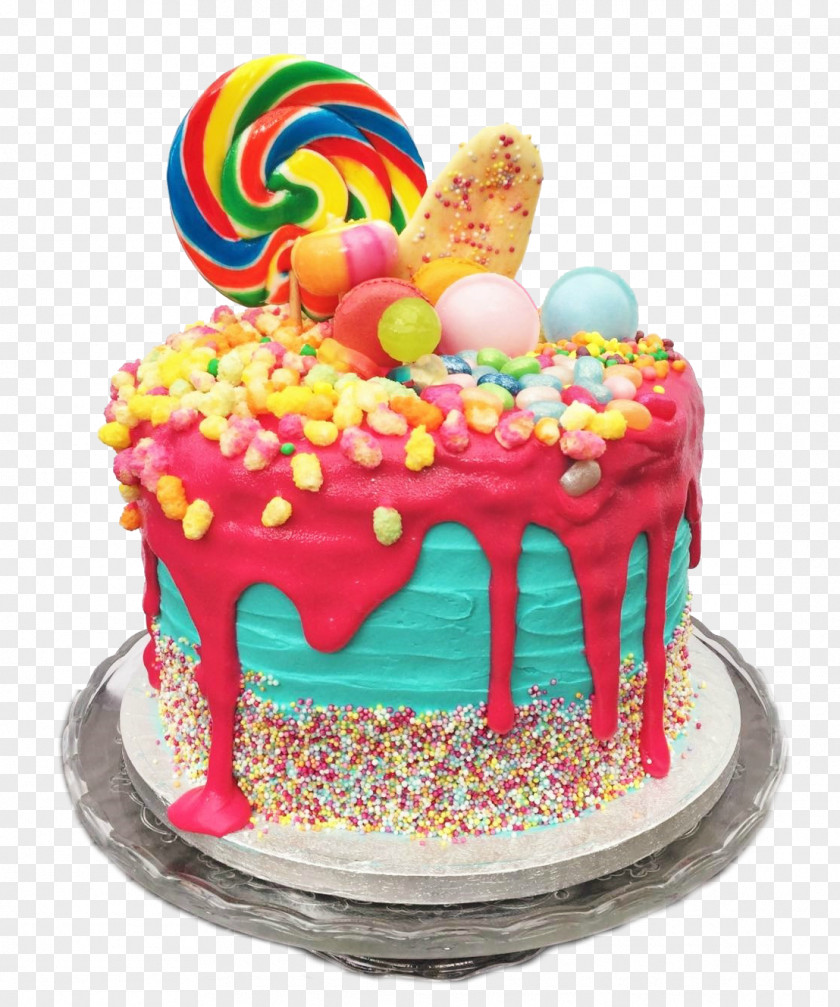 Cake Birthday Torte Dripping Ice Cream PNG