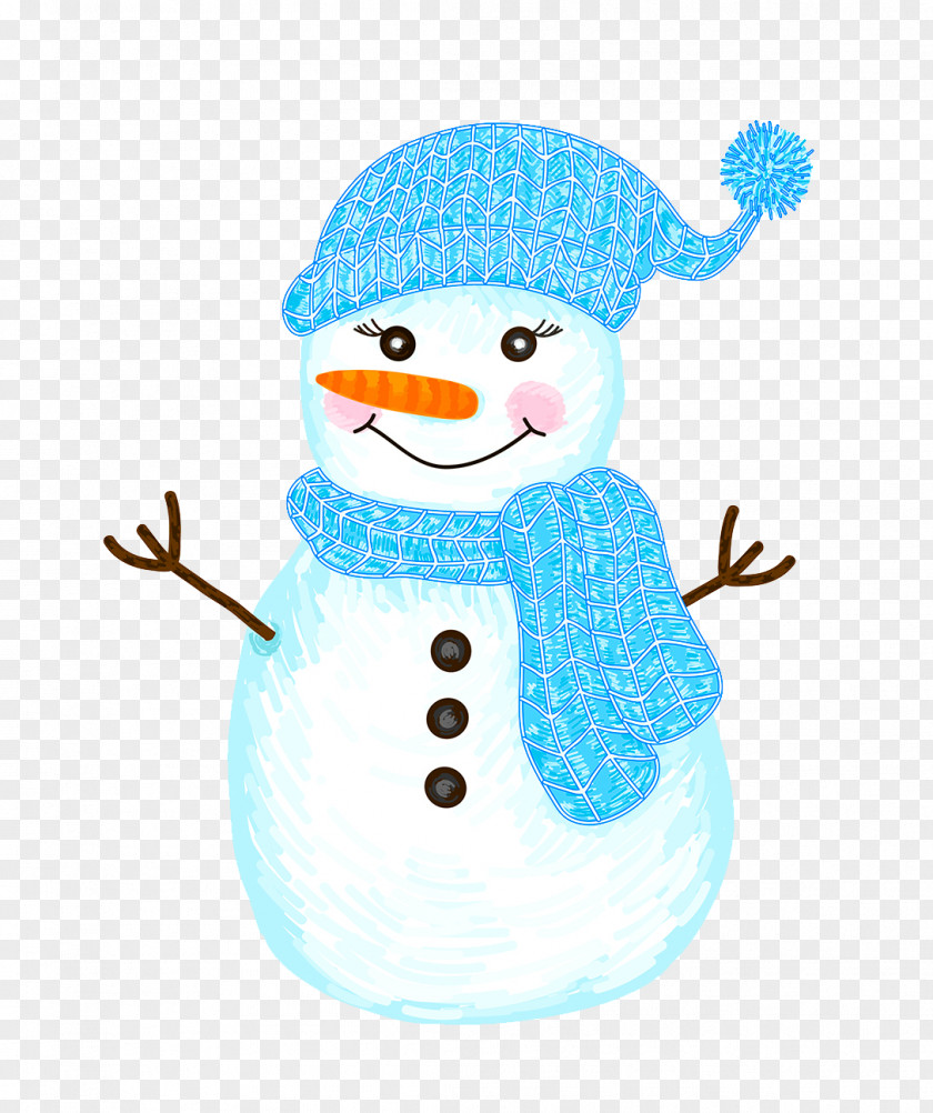 Wearing A Hat And Scarf Snowman PNG