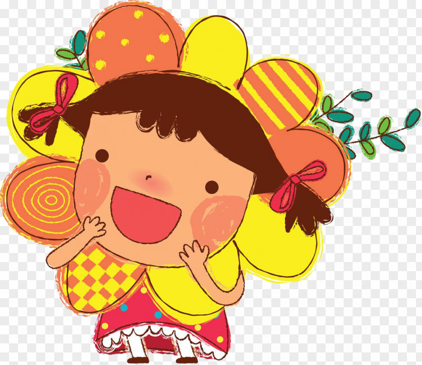 Children And Sunflowers Sunflower Student Movement Child Cartoon Illustration PNG