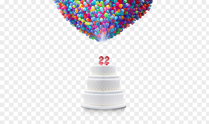 Colorful Balloons Wedding Birthday Cake PNG