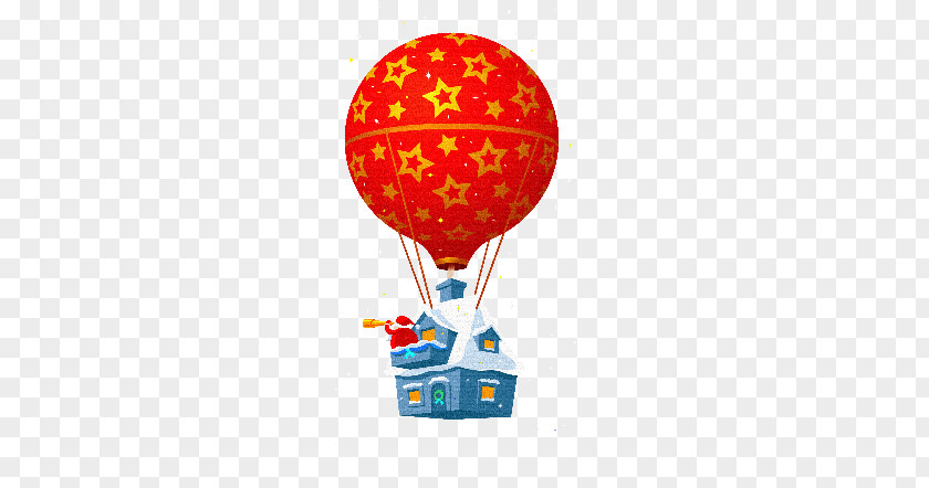 Christmas Hot Air Balloon Floating Material Santa Claus Illustration PNG