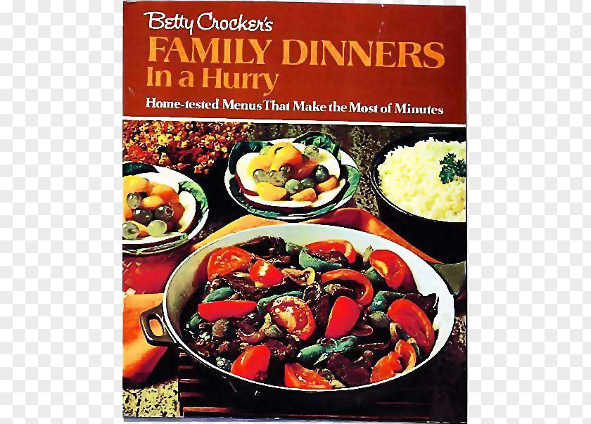 Chromolithography Betty Crocker's Family Dinners In A Hurry Literary Cookbook Vegetarian Cuisine PNG