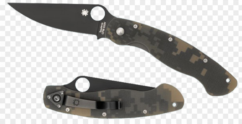 Knife Pocketknife Spyderco Military Model Camo G-10 Plainedge Native 5 Lightweight PNG