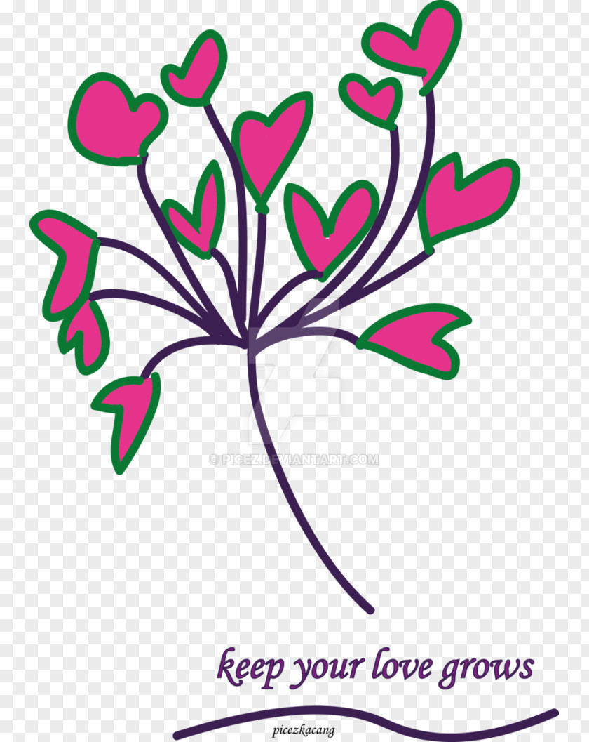 Love Typo Floral Design Leaf Petal Plant Stem PNG