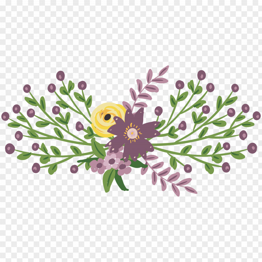 Purple Flowers Floral Design Watercolor Painting Flower PNG