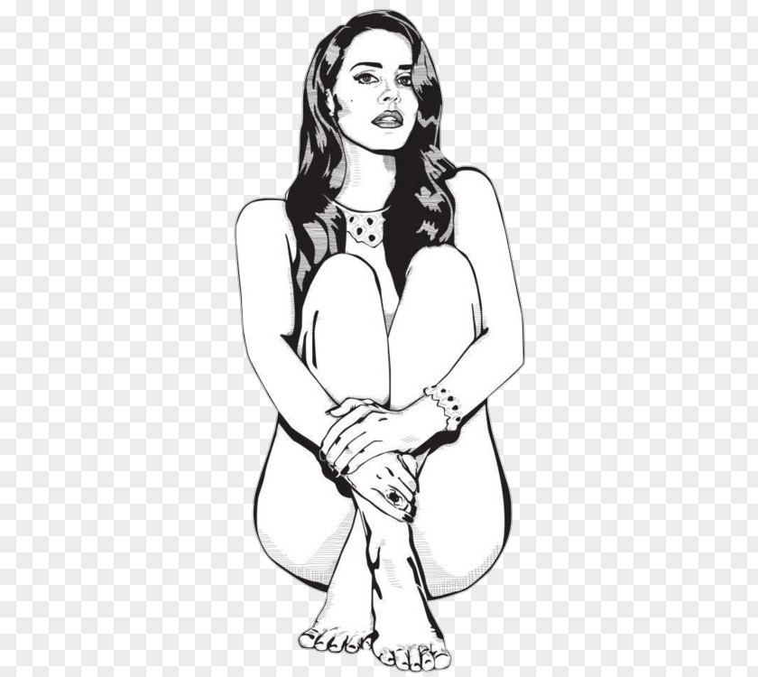 Lana Del Rey Coloring Book Drawing Black And White PNG