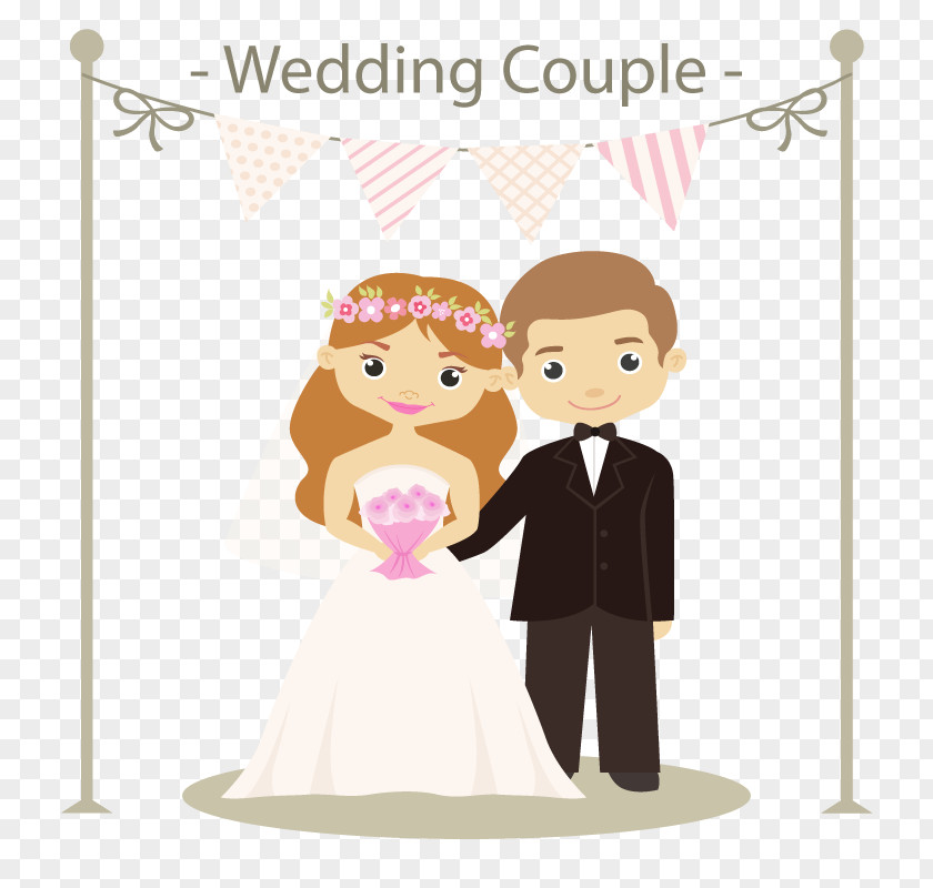 Vector A Couple Wedding Invitation Cartoon Clip Art PNG