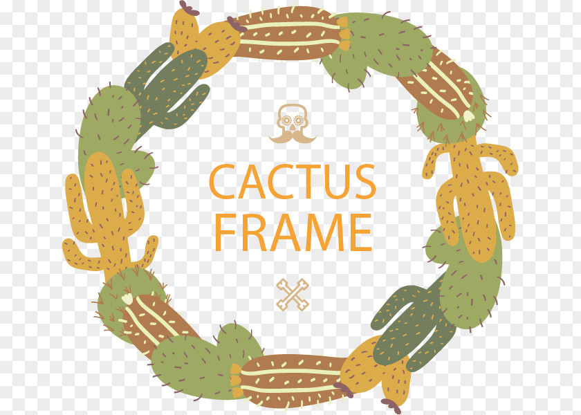 Vector Painted Cactus Wreath Cactaceae Succulent Plant Haworthia Euclidean PNG