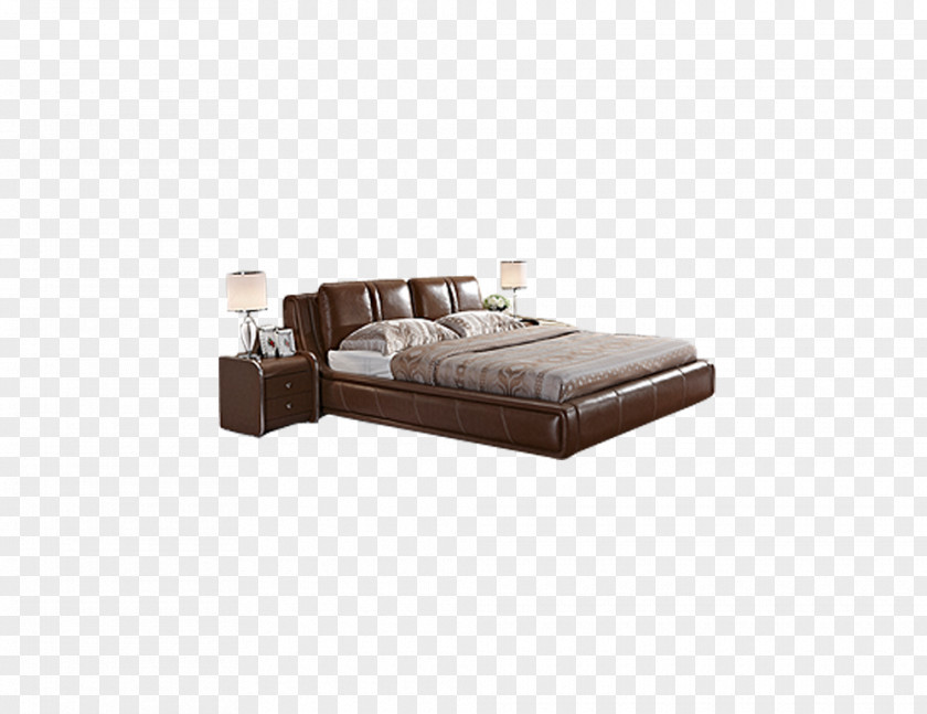 Brown Bed Frame Table Tile Floor PNG