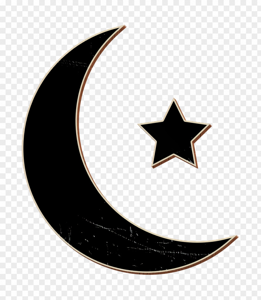 IOS7 Set Filled 2 Icon Moon Islamic Crescent With Small Star PNG