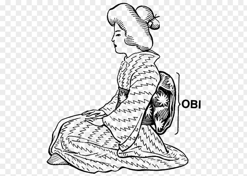 Japan Kimono Coloring Book Obi Drawing PNG