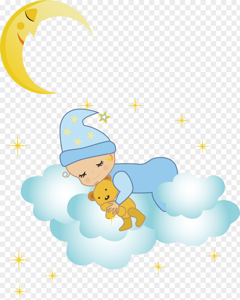 Moon Doll Painted Clouds Pattern Download Clip Art PNG