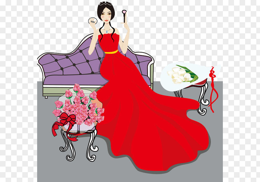 A Woman In Red Dress Bride Wedding Clip Art PNG